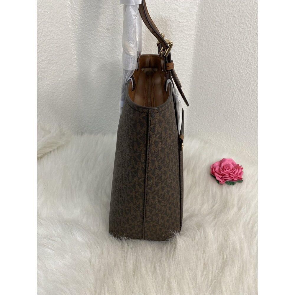 MICHAEL KORS JET SET TRAVEL MD DOUBLE POCKET TOTE SHOULDER BAG MK BROWN MOCHA - Picture 8 of 16